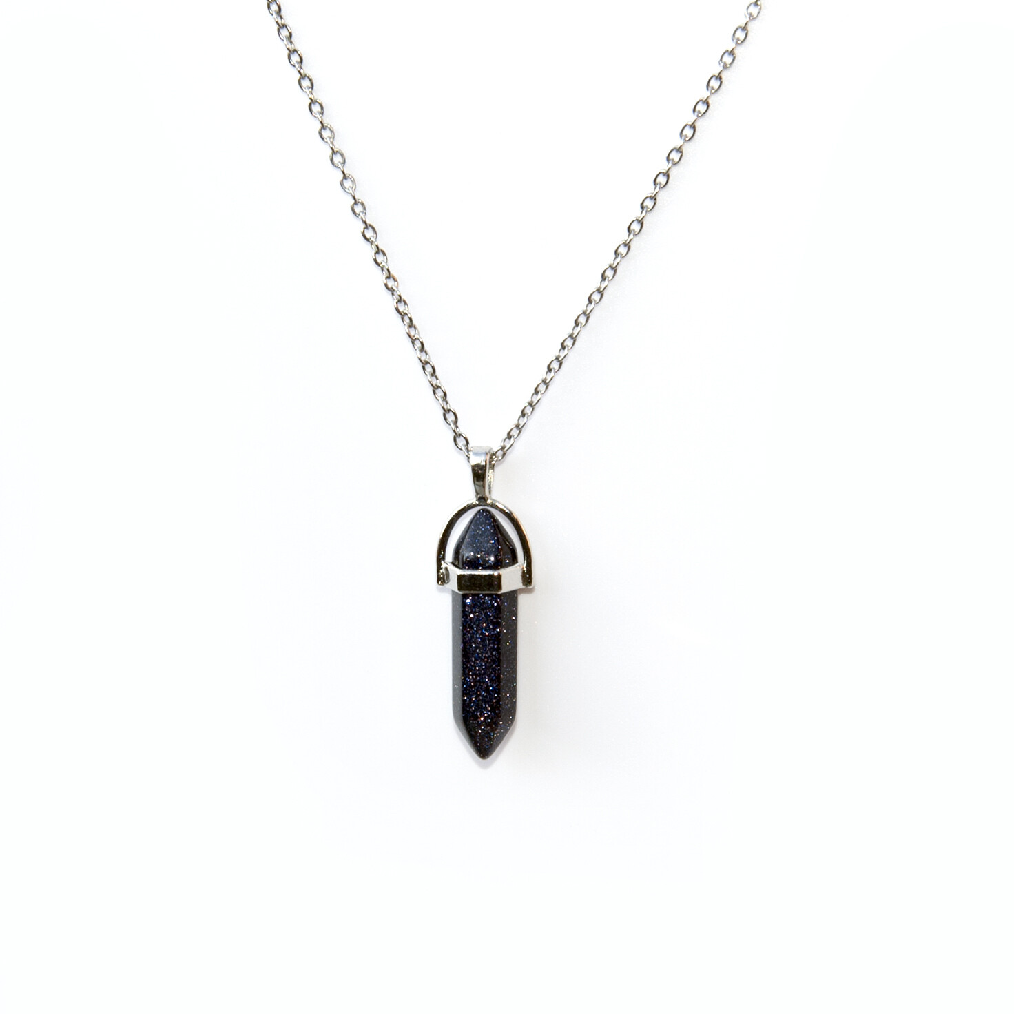 Blue sand stone pendant necklace