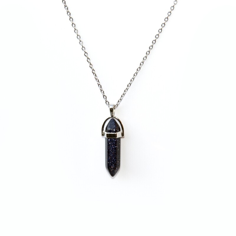Blue sand stone pendant necklace