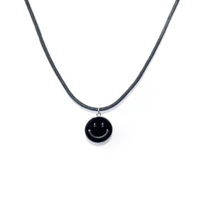 Black Smiley face emoji necklace (cord)