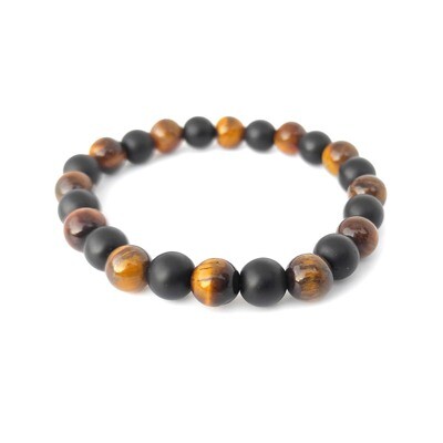 Tigers Eye gemstone with Black Onyx gemstone bracelet
