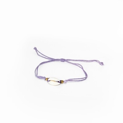 Adjustable Cowrie Shell bracelet (Purple Cord)