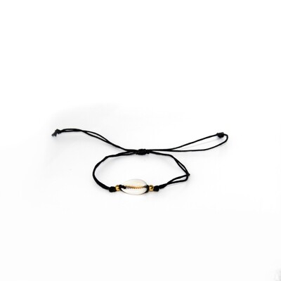 Adjustable Cowrie Shell bracelet (Black Cord)