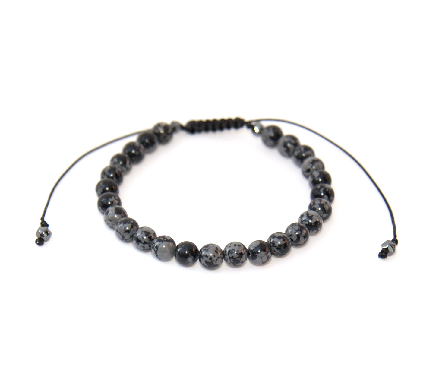 Adjustable Snowflake obsidian bracelet - &quot;Balance&quot;
