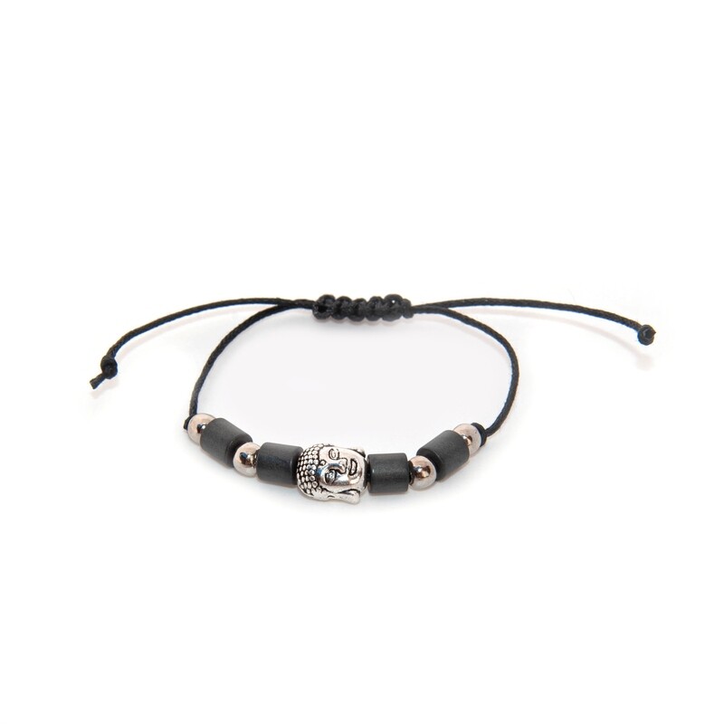 Kids adjustable Hematite with Buddha bracelet