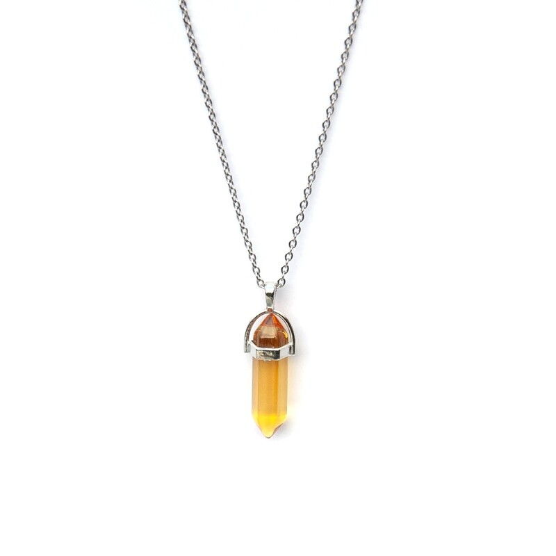 Yellow double terminated pendant necklace