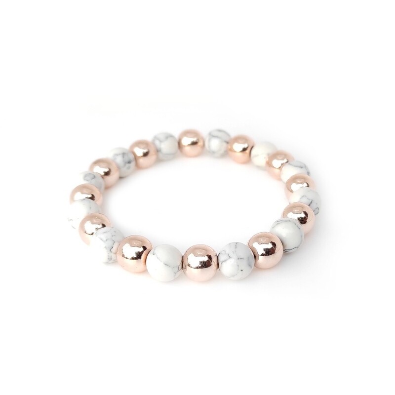 Rose gold Hematite and Howlite bracelet