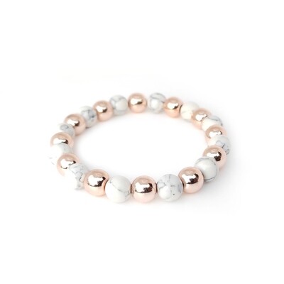 Rose gold Hematite and Howlite bracelet