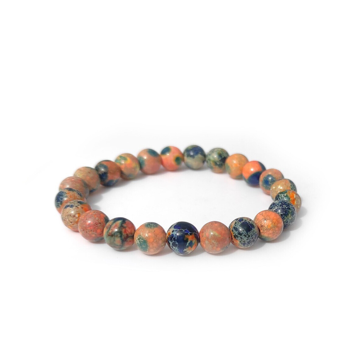 Orange and Blue Imperial Jasper gemstone bracelet