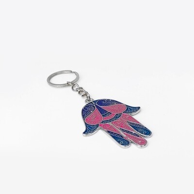 Hamsa hand key chain (Pink and Blue)
