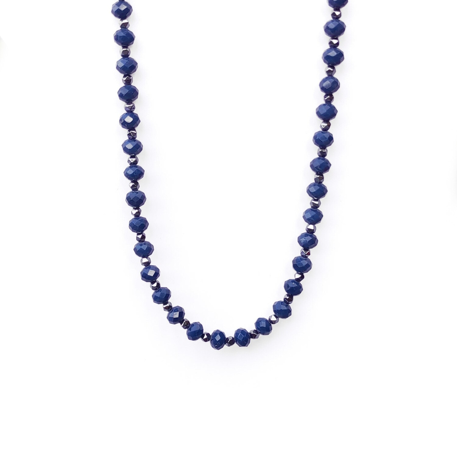 Navy Blue Crystal and Hematite Necklace