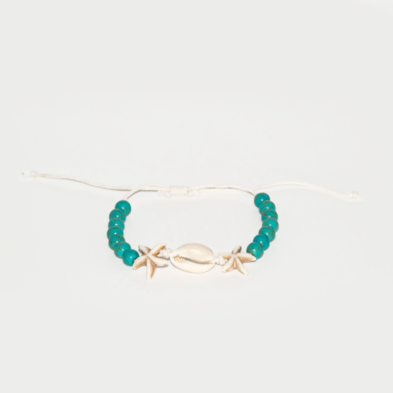 Adjustable Cowrie Shell Starfish bracelet (Turquoise)