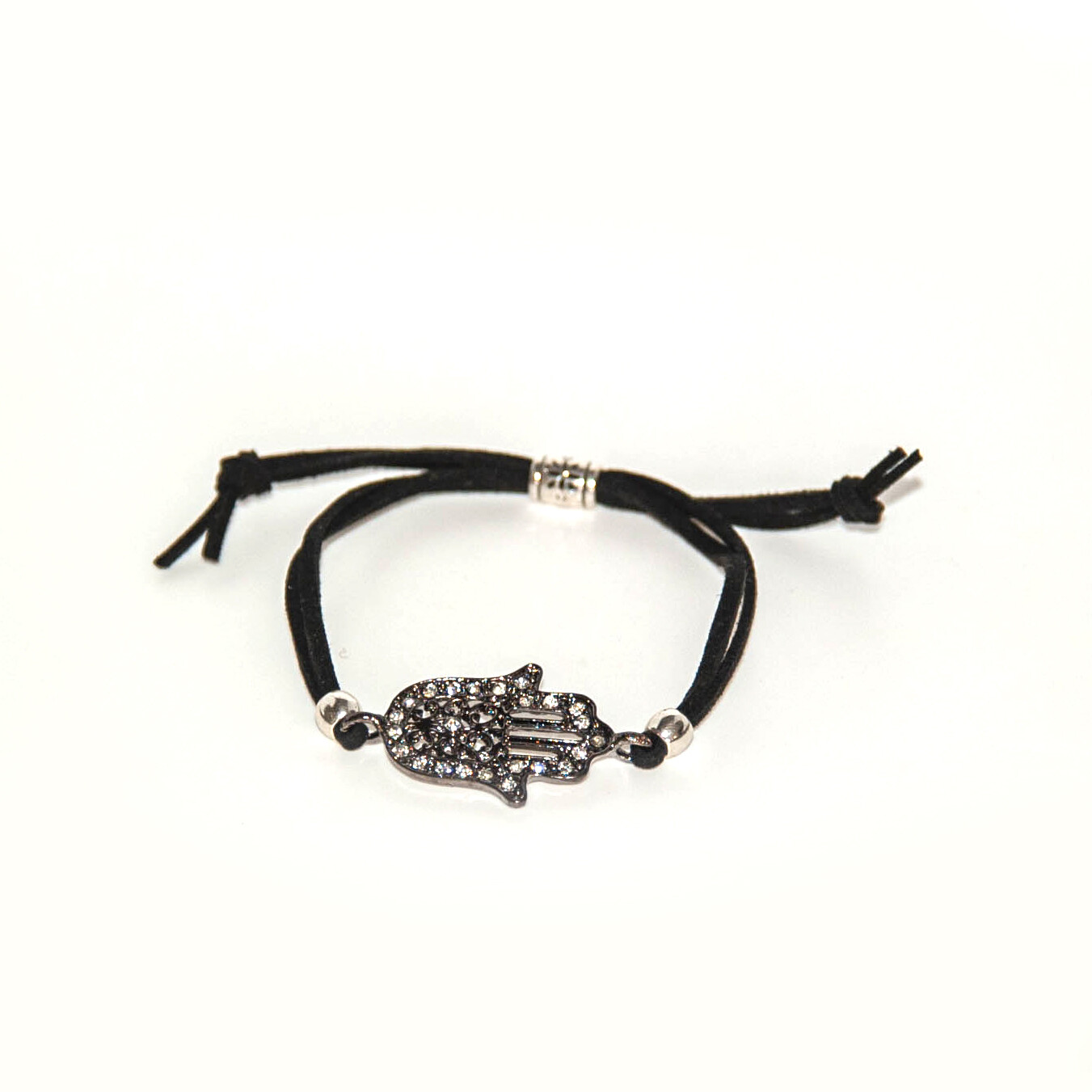 Hamsa Hand black cord bracelet