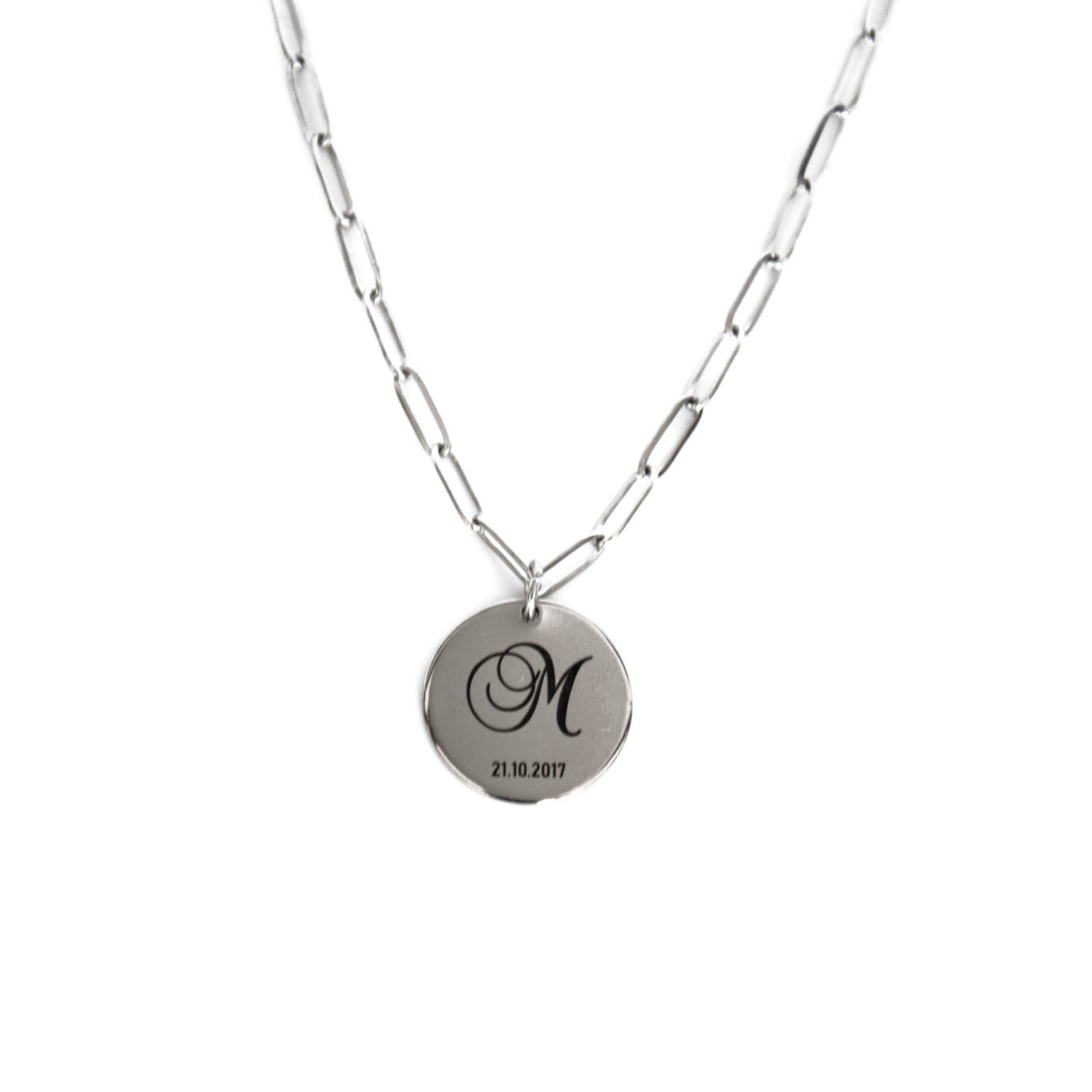 Personalised Engraved Monogram and Date Necklace
