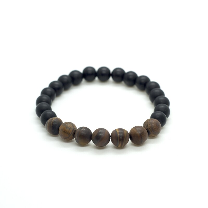 Matt Tigers Eye and Black onyx gemstone bracelet