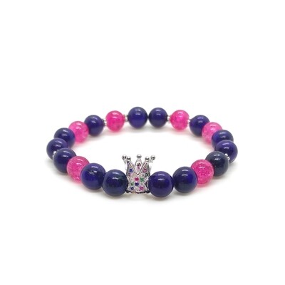 Lapis Lazuli bracelet with zirconia crown charm