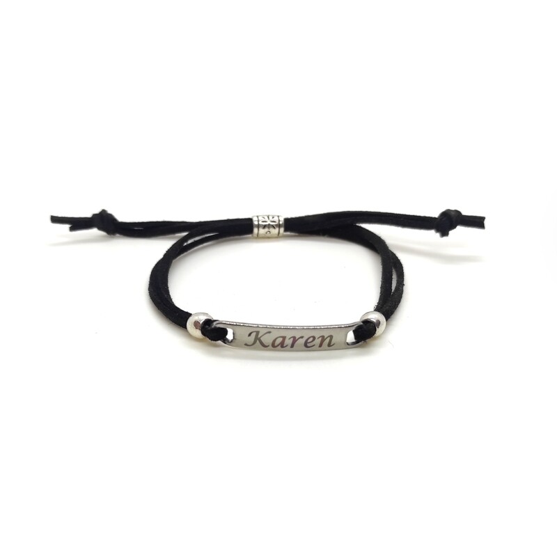 Adjustable Personalised Engraved Name Tag Bracelet
