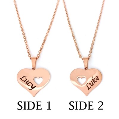 Personalised Double-sided Name Heart Necklace