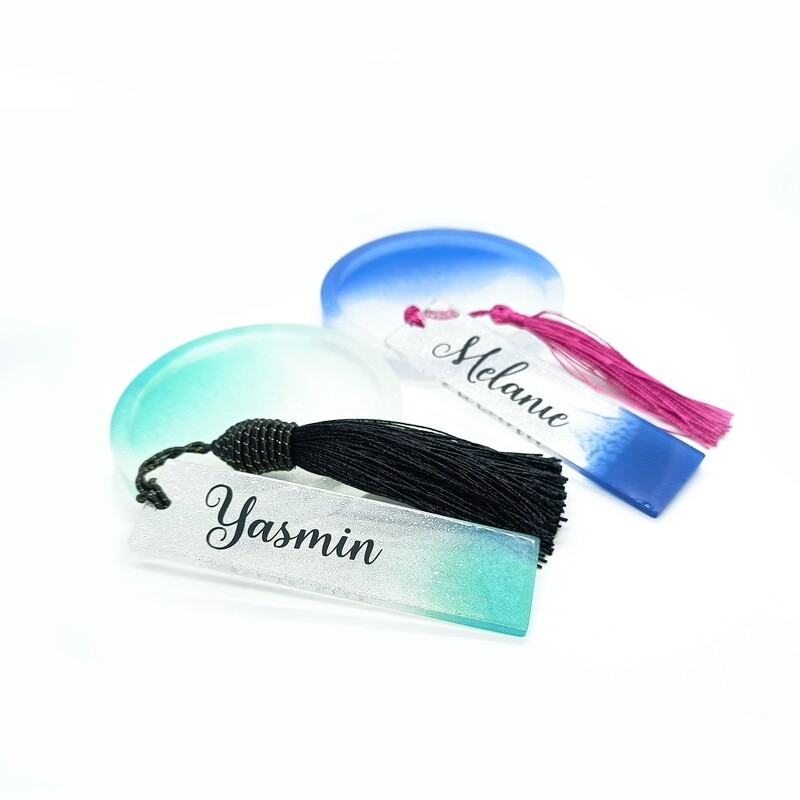 Coaster and personalised bookmark set