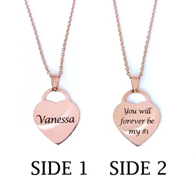 Personalised Double-sided Name and Message Heart Necklace