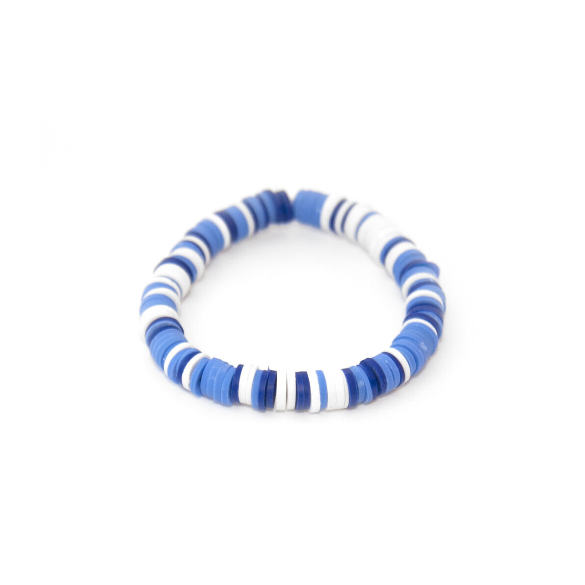 Blue and white rubber disc bracelet