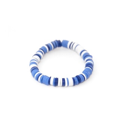 Blue and white rubber disc bracelet