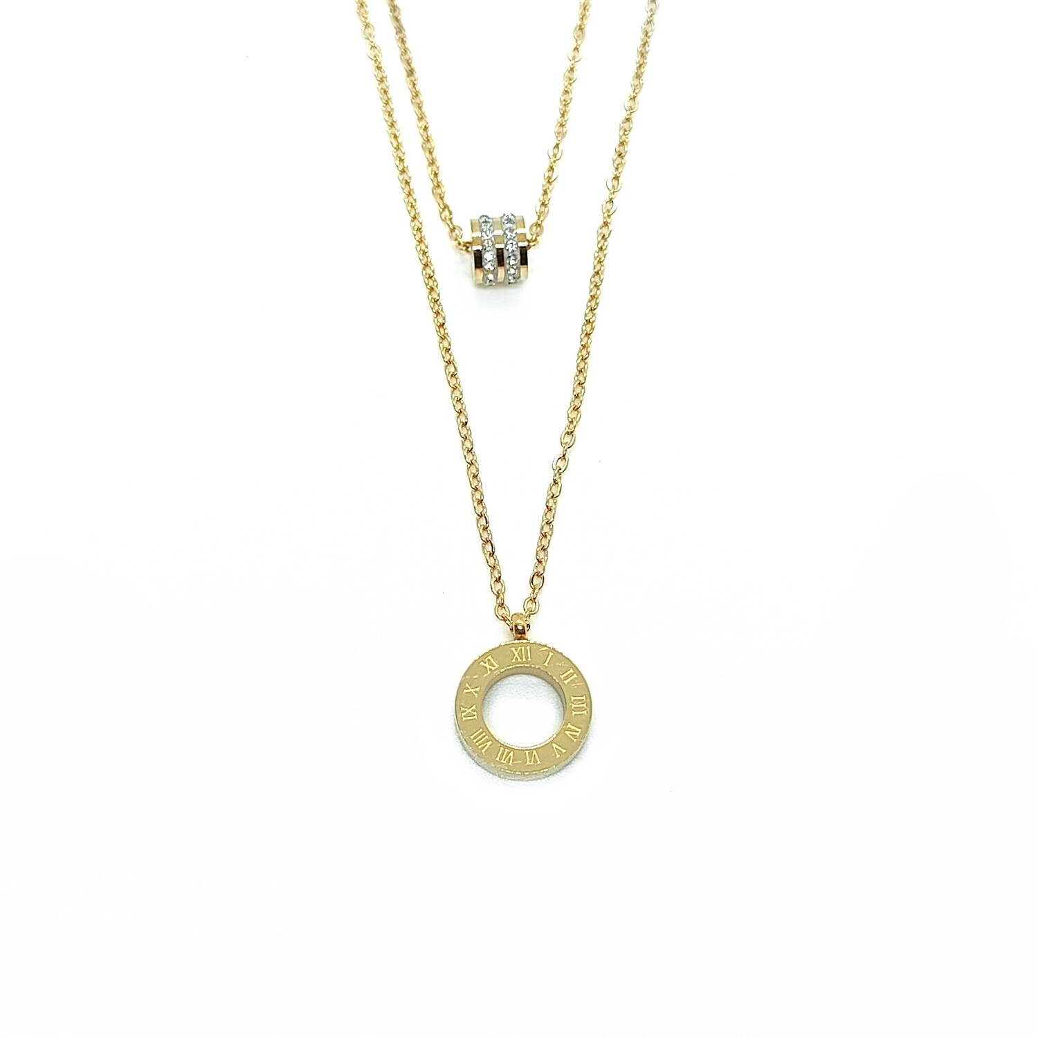 Double chain ring necklace 