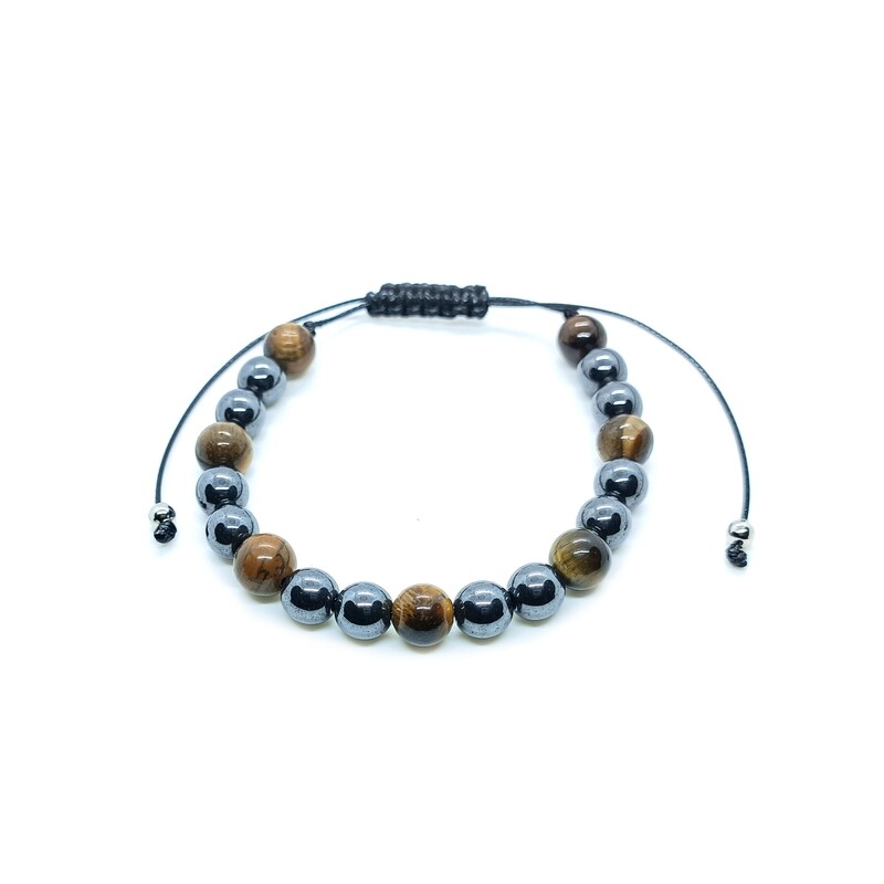 Adjustable Tigers eye and Hematite bracelet
