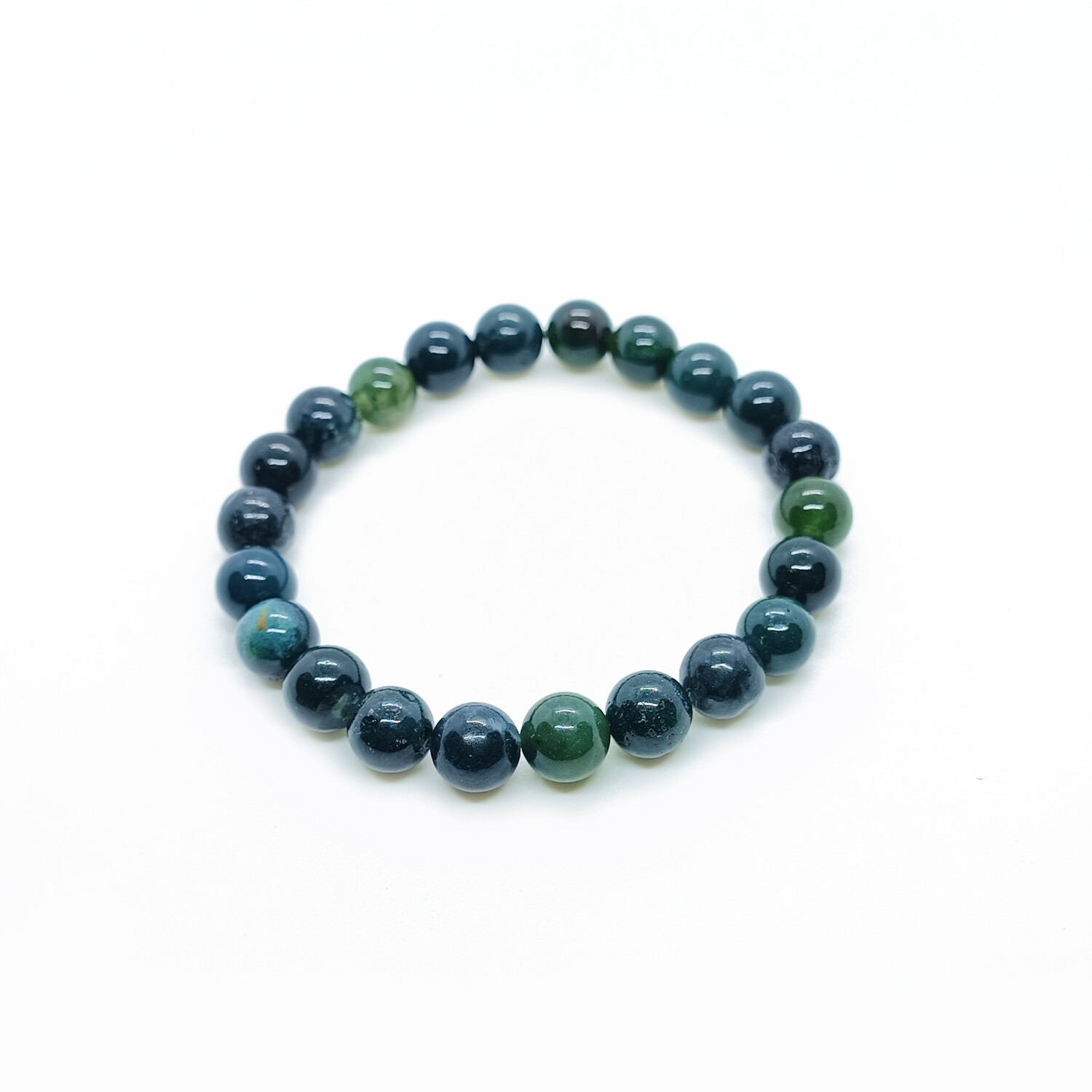 Moss Agate gemstone bracelet - Dark Green