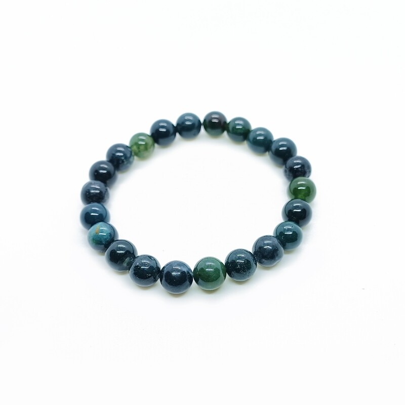 Moss Agate gemstone bracelet - Dark Green