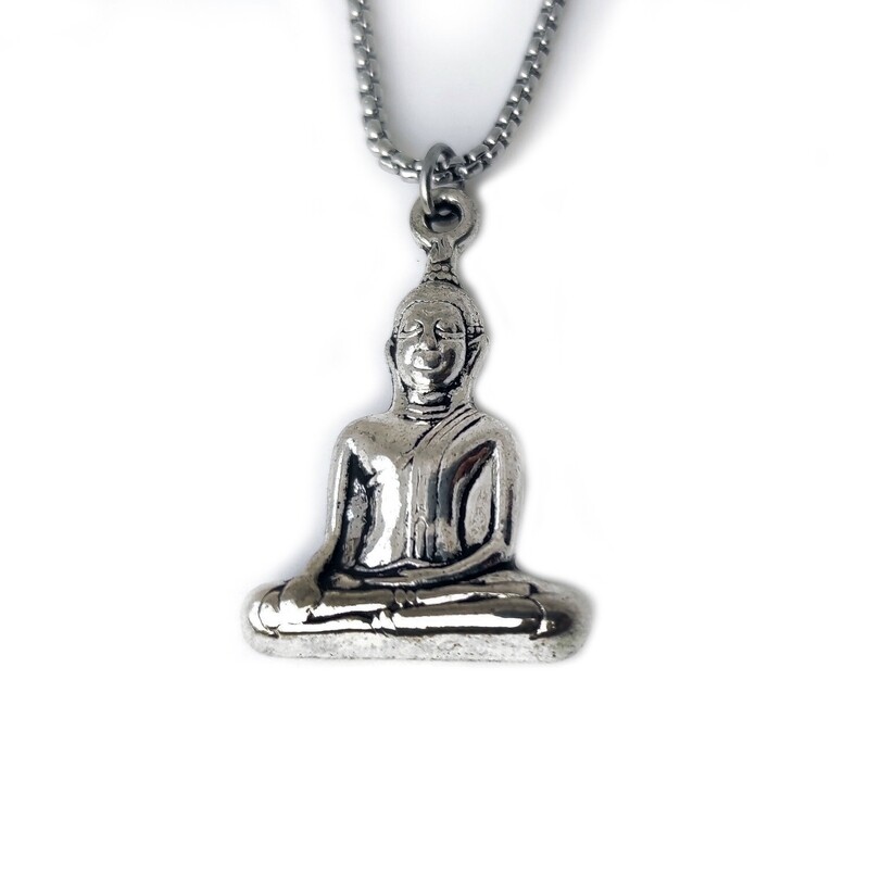 Buddha necklace - Solid Pendant - Stainless Steel 