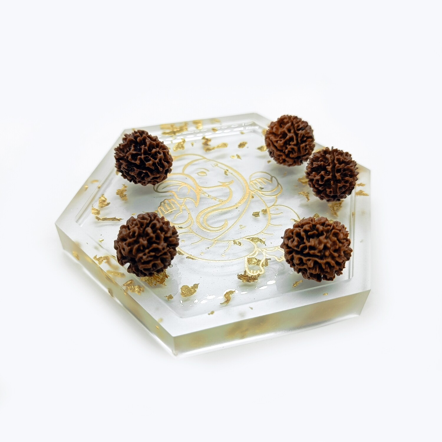 Rudraksha Hexagon tray set, Tray Design: Ganesha Design