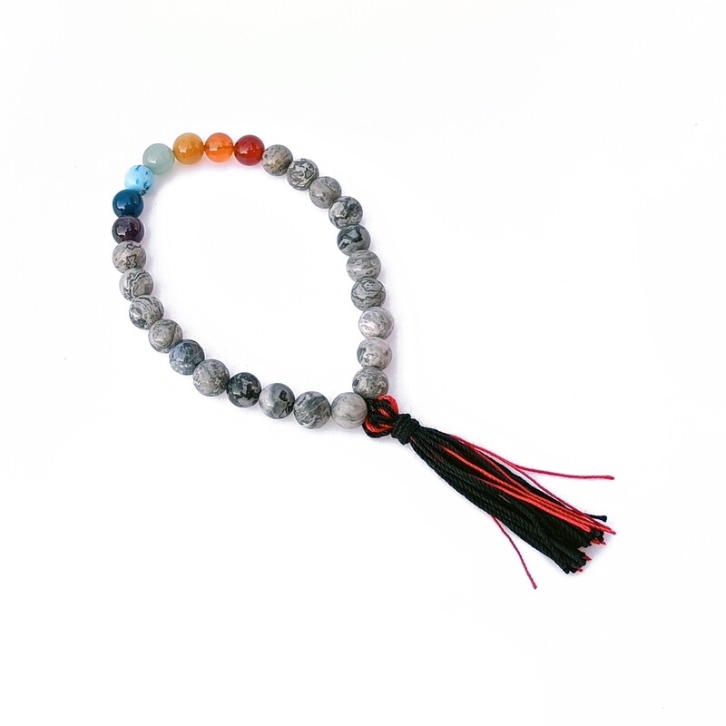 Grey Jasper 7 Chakra Mala