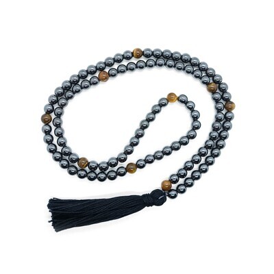 Hematite and Tigers Eye Mala