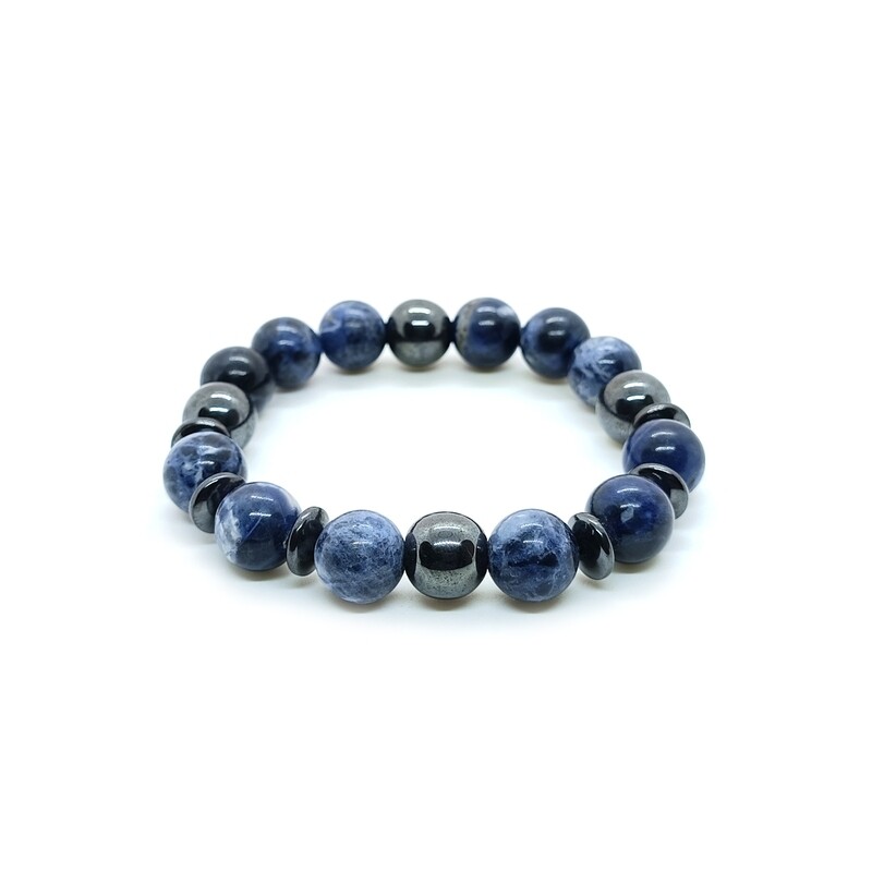 Hematite with Sodalite bracelet (10mm)