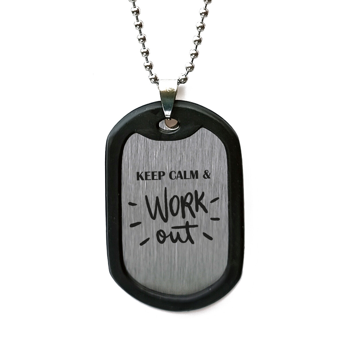 Personalised Engraved 'Keep Calm & Work Out' Necklace