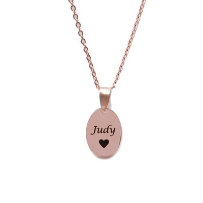 Personalised Rose Gold Name Engraved Necklace (Oval)