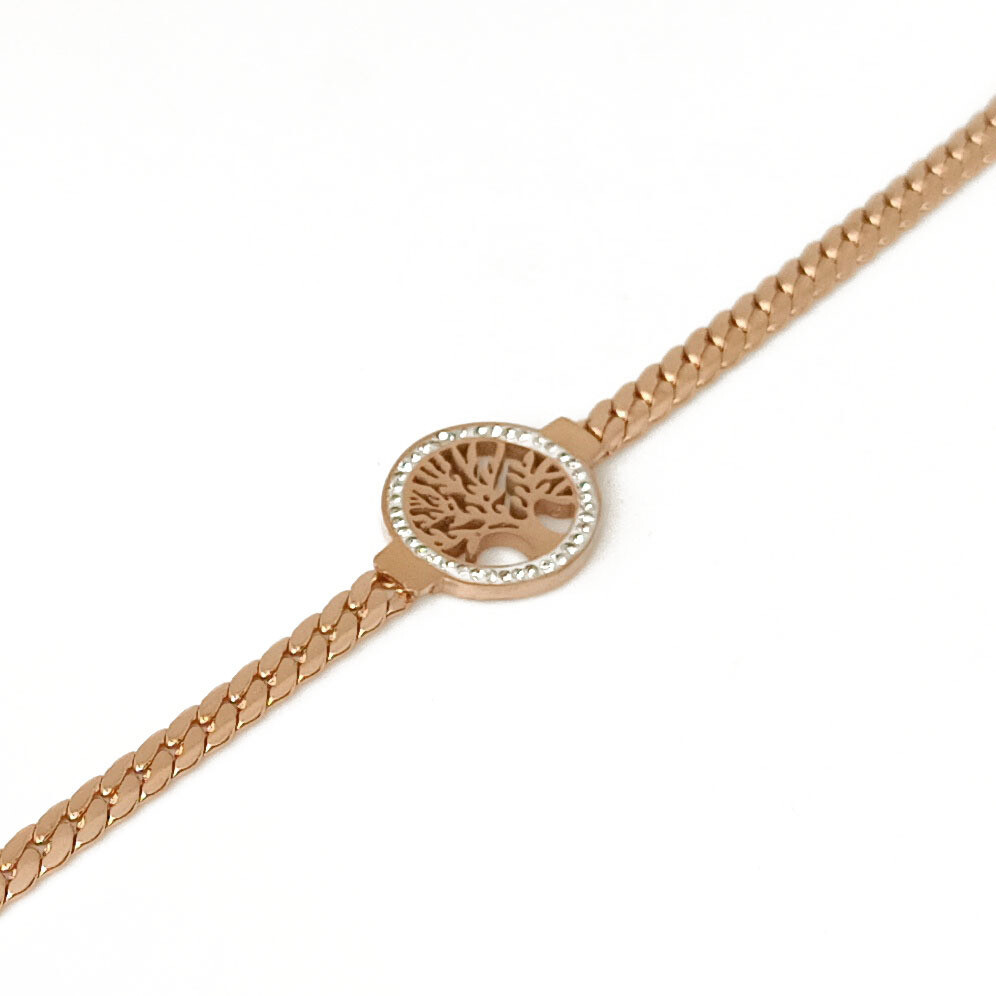 Tree of Life zirconia bracelet (Rose gold toned)
