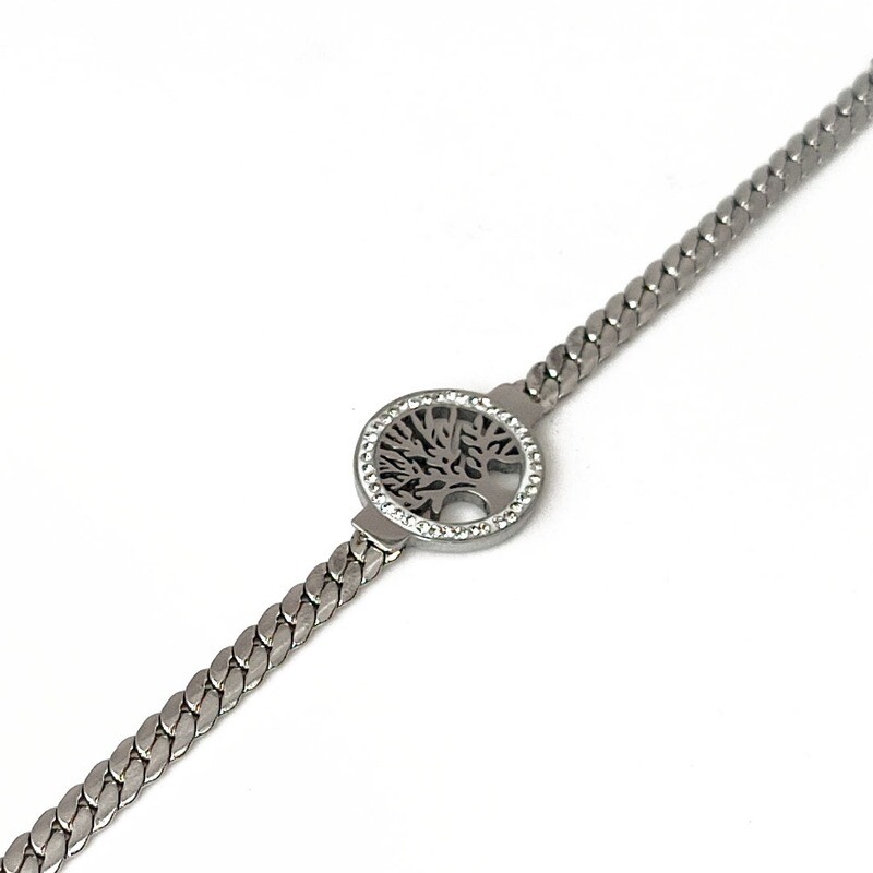 Tree of Life zirconia bracelet (Silver toned)