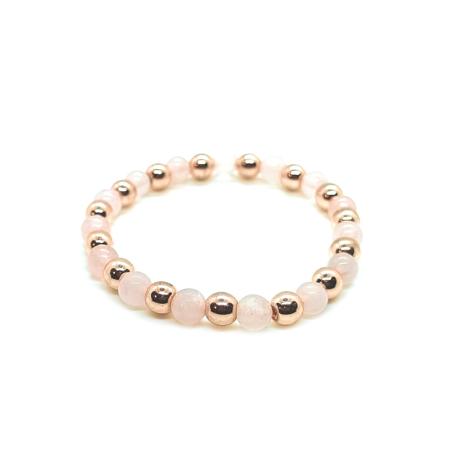 Rose Quartz gemstone with Rose Gold Hematite