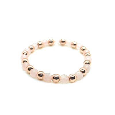 Rose Quartz gemstone with Rose Gold Hematite
