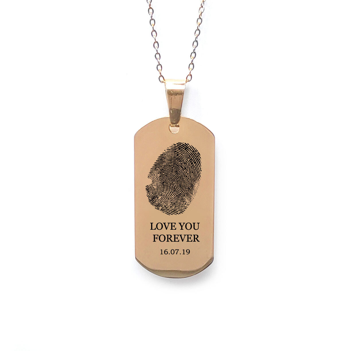 Personalised Fingerprint 'Love you forever' Gold Necklace