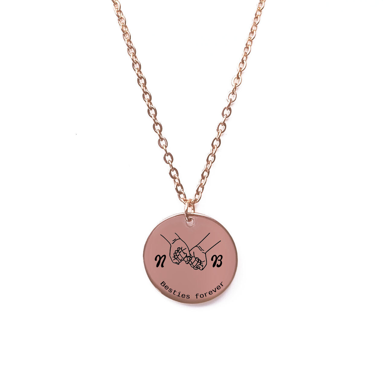 Personalised Engraved Besties Friendship Rose Gold Necklace