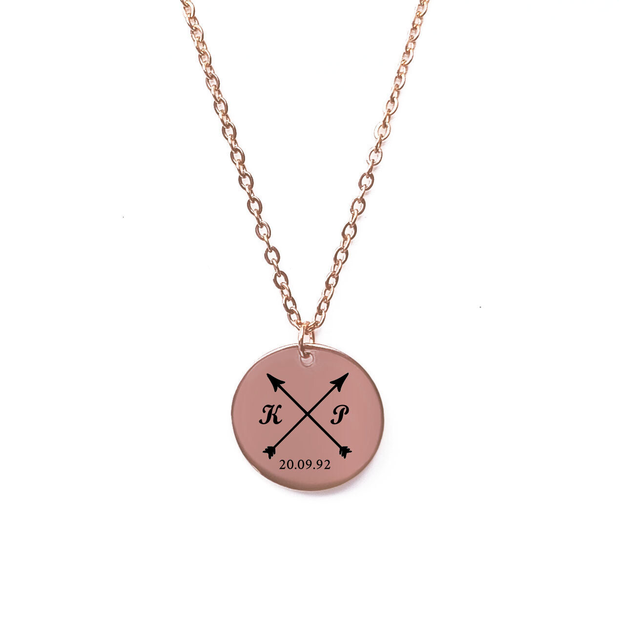 Personalised Engraved Initials Rose Gold Necklace