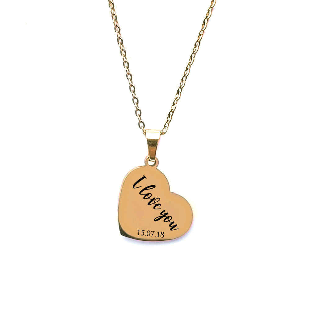 Personalised 'I Love You' Gold Plated Heart Necklace