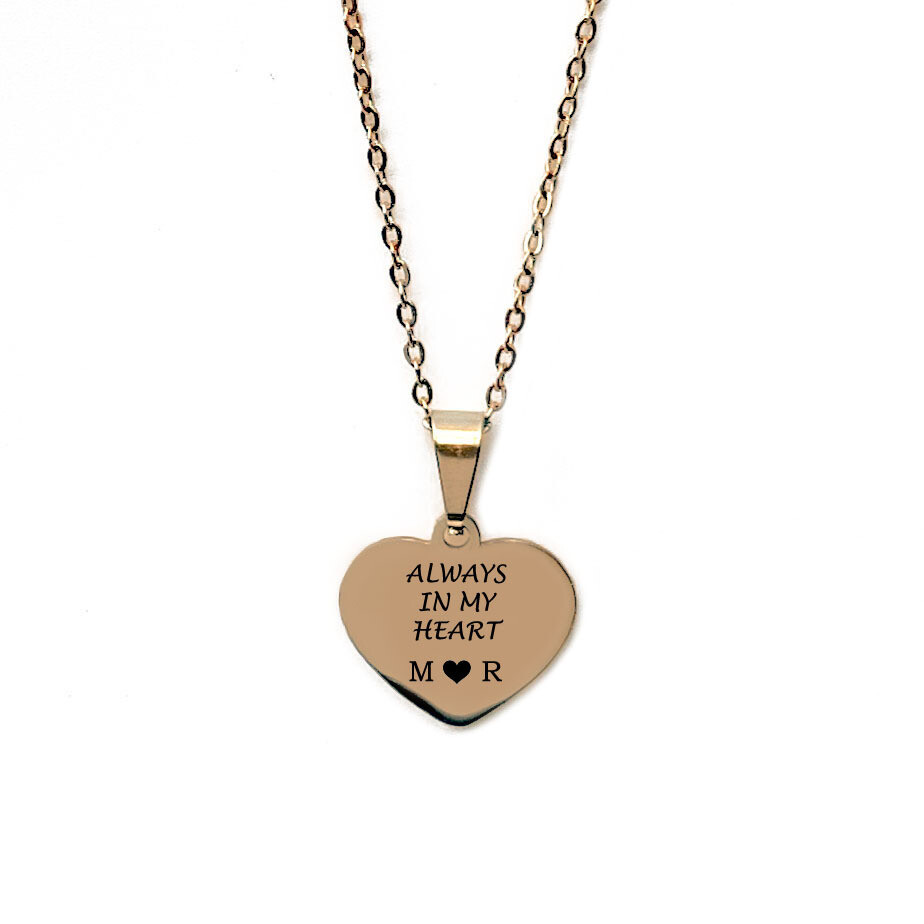 Personalised Engraved Initials Gold Plated Heart Necklace