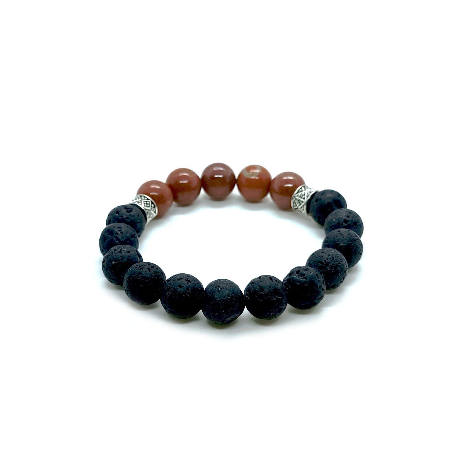 Lava Rock and Red Jasper bracelet (10mm)