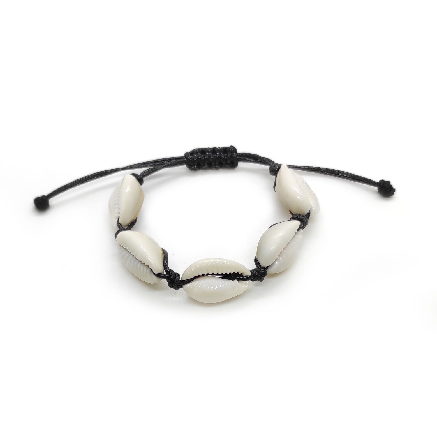 Adjustable Cowrie Shell bracelet (Black Cord)