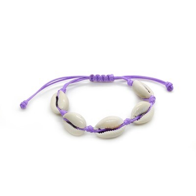 Adjustable Cowrie Shell bracelet (Purple Cord)