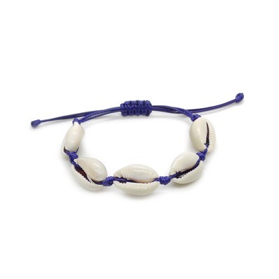 Adjustable Cowrie Shell bracelet (Blue Cord)