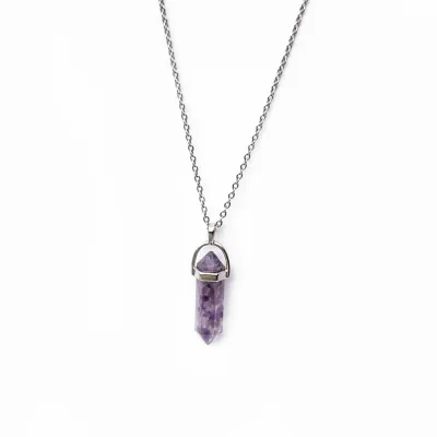 Amethyst resin pendant gemstone necklace